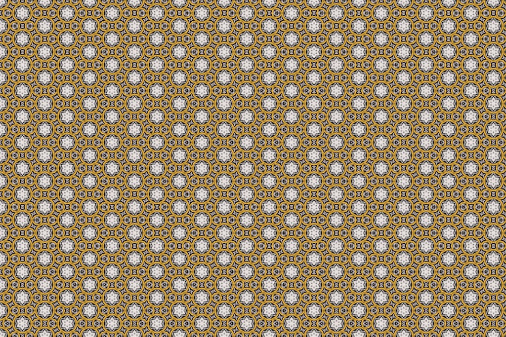 Detailed geometric pattern with ornate elements ideal for textile and wallpaper design.